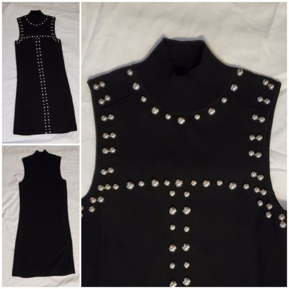 INC Mock Turtleneck Black Sleeveless Dress  with Silver Studs - XXL - Picture 6 of 13
